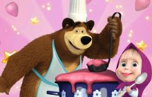 Маша и медведь готовят еду