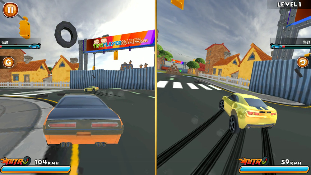 Cartoon Stunt Car – онлайн-игра, гонки на двоих игроков